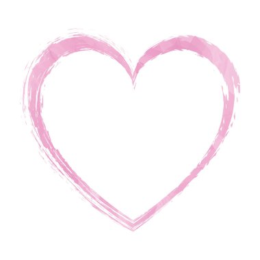 vector illustration of pink brush painted stamp heart frame banner