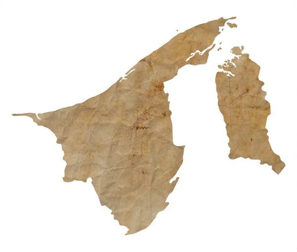 Map Brunei Old Brown Grunge Paper — стокове фото