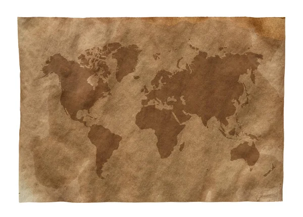 World Map Old Brown Grunge Paper — Stock Photo, Image