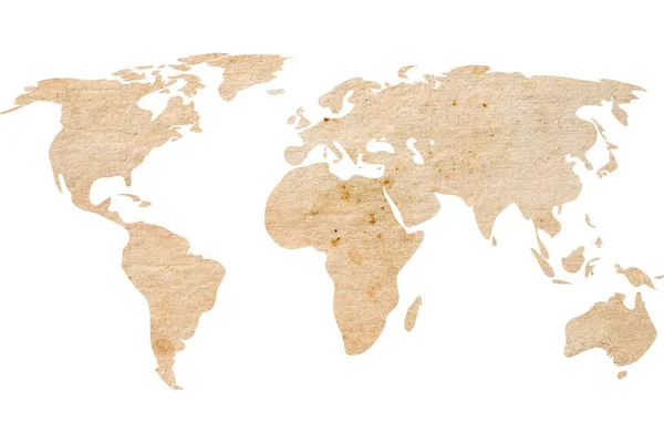 World Map Old Brown Grunge Paper — Stock Photo, Image
