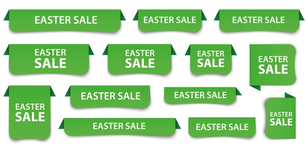 Easter Sale Banners Adesivos Cor Verde —  Vetores de Stock