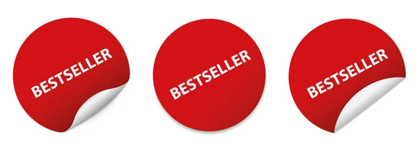 Bestseller Czerwone Okrągłe Banery Naklejkowe — Wektor stockowy
