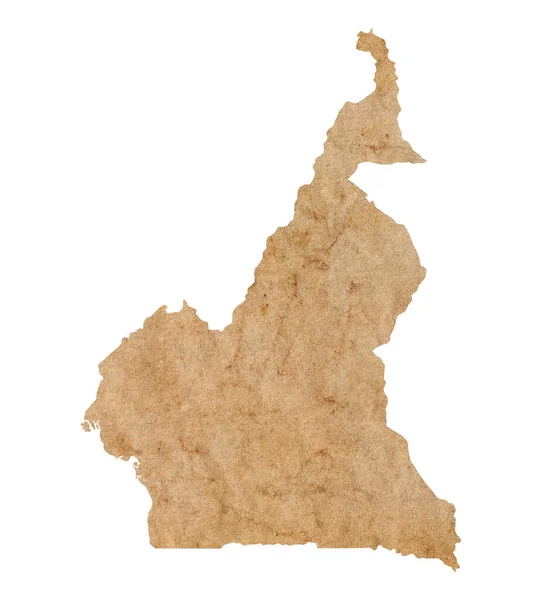 Mapa Camerún Sobre Papel Grunge Marrón Viejo — Foto de Stock