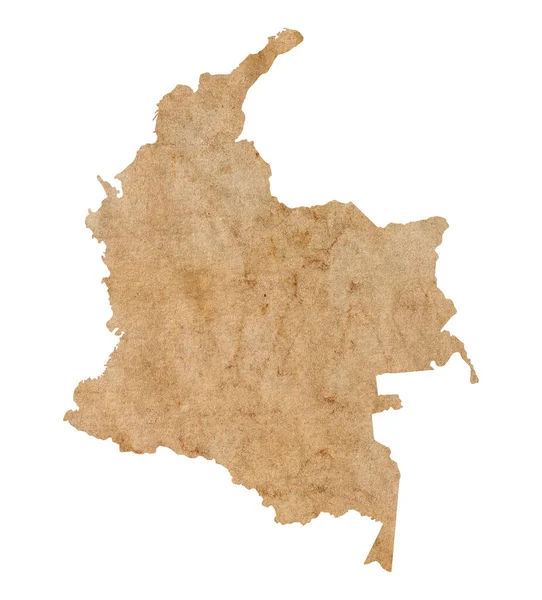 Eski Kahverengi Grunge Kağıdında Kolombiya Haritası — Stok fotoğraf