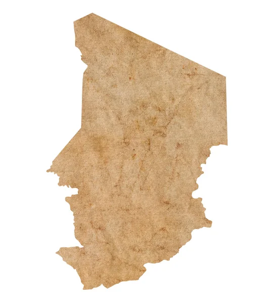 Карта Чада Старой Коричневой Гранж Бумаге — стоковое фото