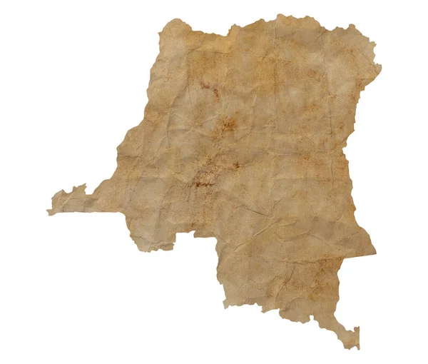 Mapa Demokratické Republiky Kongo Starém Hnědém Grunge Papíru — Stock fotografie