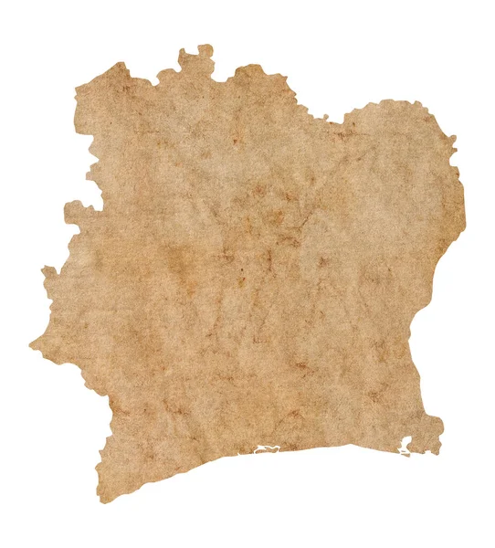 Карта Кот Ивуара Старой Коричневой Гранж Бумаге — стоковое фото