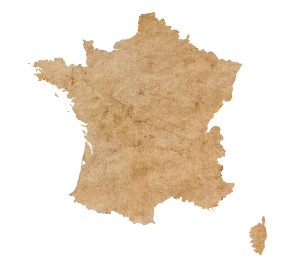 古い茶色のグランジ紙にフランスの地図 — ストック写真