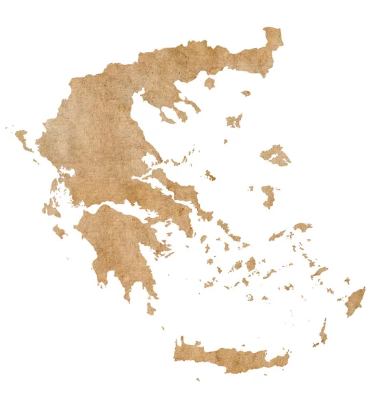 Карта Греции Старой Коричневой Гранж Бумаге — стоковое фото
