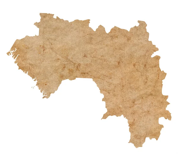 Mapa Guineje Starém Hnědém Grunge Papíru — Stock fotografie