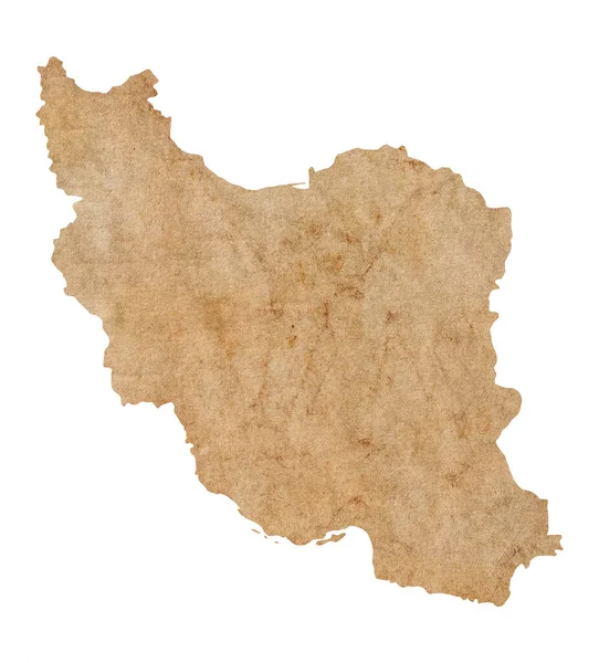 Карта Ирана Старой Коричневой Гранж Бумаге — стоковое фото