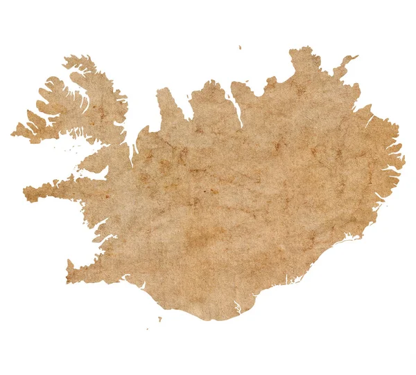 Izland Térképe Régi Barna Grunge Papíron — Stock Fotó