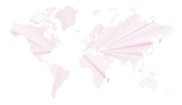 Ilustração Vetorial Rosa Colorido Listrado Mapa Mundo — Vetor de Stock