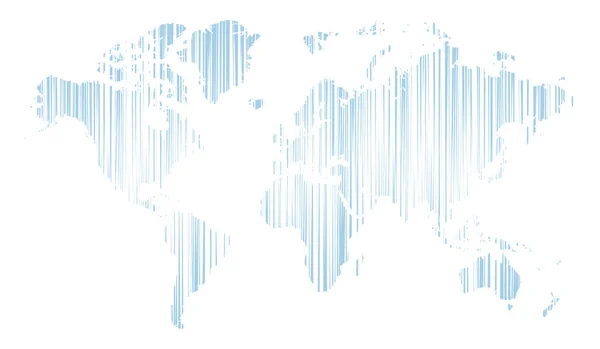 Vector Ilustración Del Mapa Del Mundo Rayas Color Azul — Vector de stock