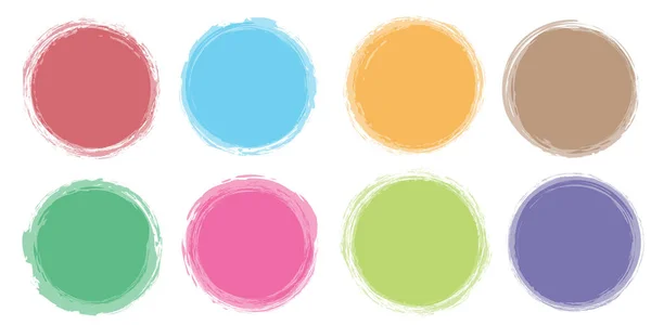 Set Vector Illustraties Van Multi Gekleurde Cirkel Borstel Geschilderd Banners — Stockvector