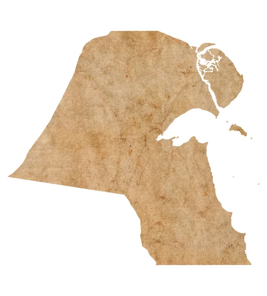 Mapa Kuvajtu Starém Hnědém Grunge Papíru — Stock fotografie