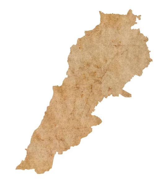 Karta Över Libanon Gammalt Brunt Grunge Papper — Stockfoto