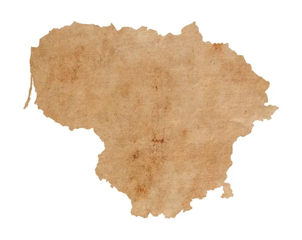 Mapa Lituânia Velho Papel Grunge Marrom — Fotografia de Stock