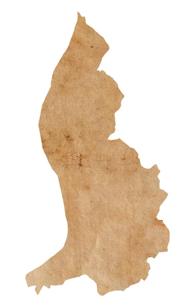 Карта Ліхтенштейну Старому Коричневому Папері Гранджу — стокове фото