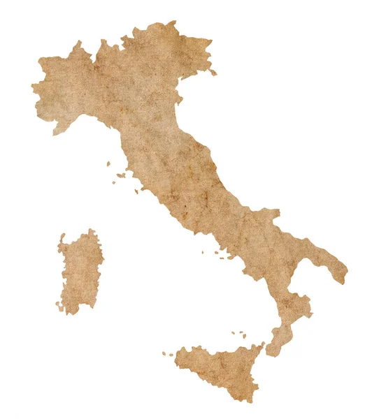 Mapa Włoch Starym Brązowym Papierze Grunge — Zdjęcie stockowe