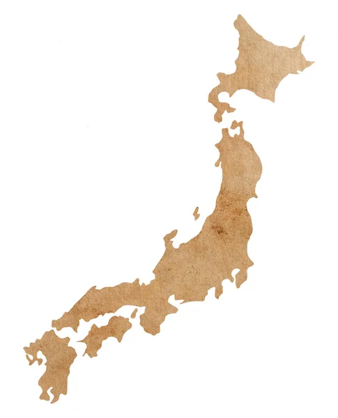 日本地図古い茶色のグランジ紙 — ストック写真