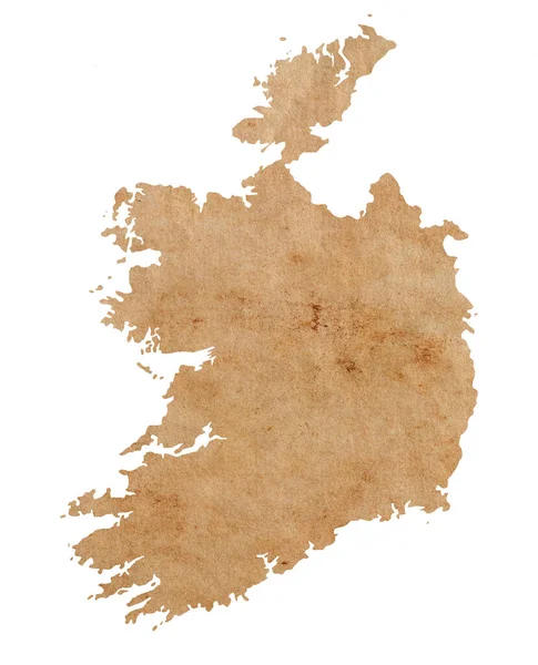 Karta Över Irland Gammalt Brunt Grunge Papper — Stockfoto