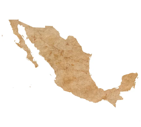 Карта Мексики Старой Коричневой Гранж Бумаге — стоковое фото