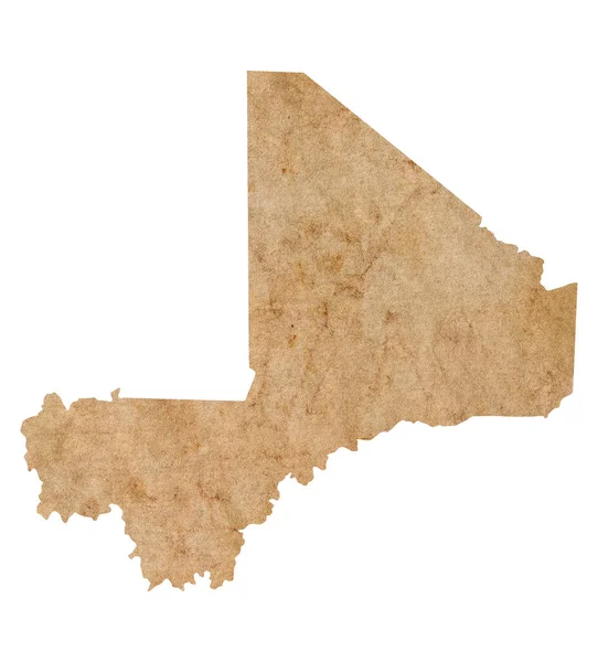 Karte Von Mali Auf Altem Braunem Grunge Papier — Stockfoto