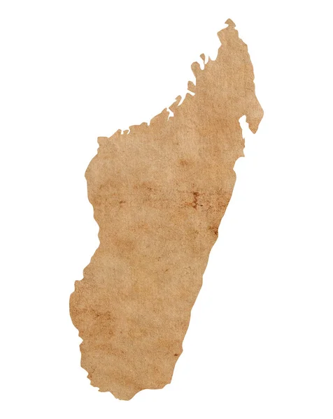 Karte Von Madagaskar Auf Altem Braunem Grunge Papier — Stockfoto