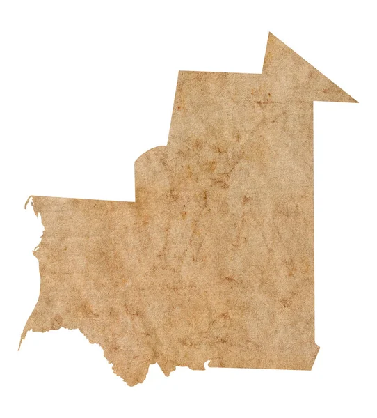 Kaart Van Mauritanië Oud Bruin Grunge Papier — Stockfoto