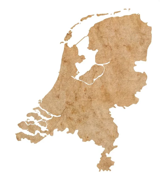 Mapa Holandii Starym Brązowym Papierze Grunge — Zdjęcie stockowe