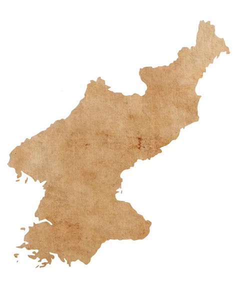 Mapa Corea Del Norte Papel Grunge Marrón Viejo —  Fotos de Stock