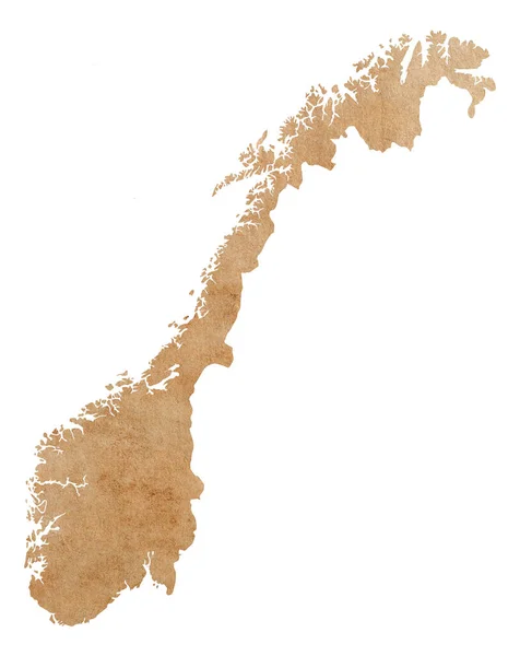 Mapa Noruega Papel Grunge Marrón Viejo — Foto de Stock