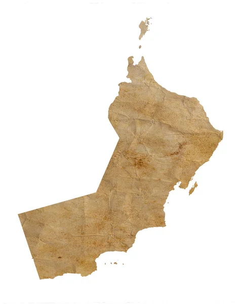Mapa Ománu Starém Hnědém Grunge Papíru — Stock fotografie
