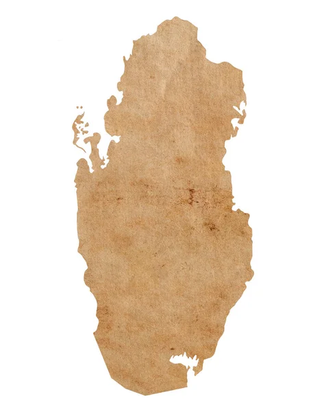 カタールの地図古い茶色のグランジ紙 — ストック写真