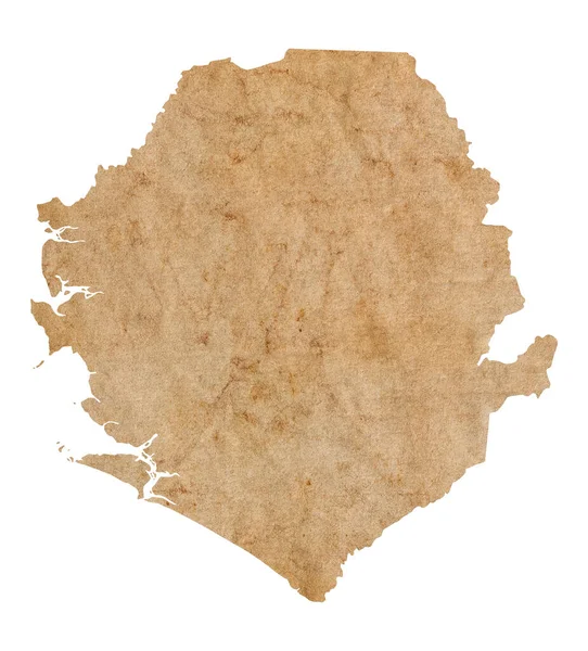 Карта Сьерра Леоне Старой Коричневой Гранж Бумаге — стоковое фото