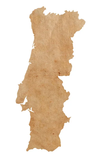 Карта Португалии Старой Коричневой Гранж Бумаге — стоковое фото