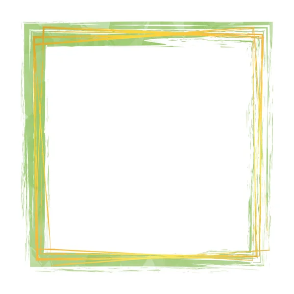 Grüne Aquarell Vektorpinsel Gemaltes Banner Mit Goldfarbenem Rahmen — Stockvektor
