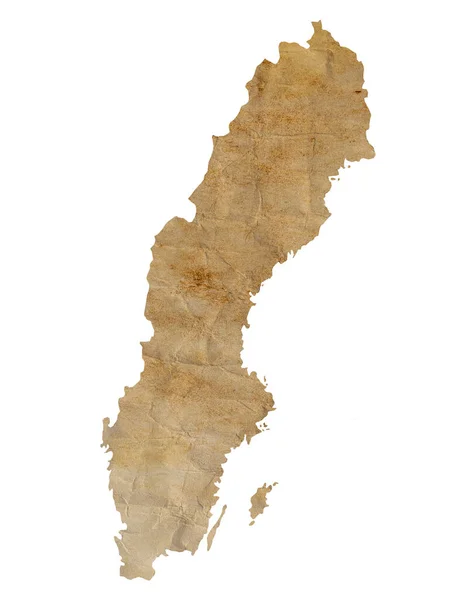 Mappa Della Svezia Vecchia Carta Grunge Marrone — Foto Stock