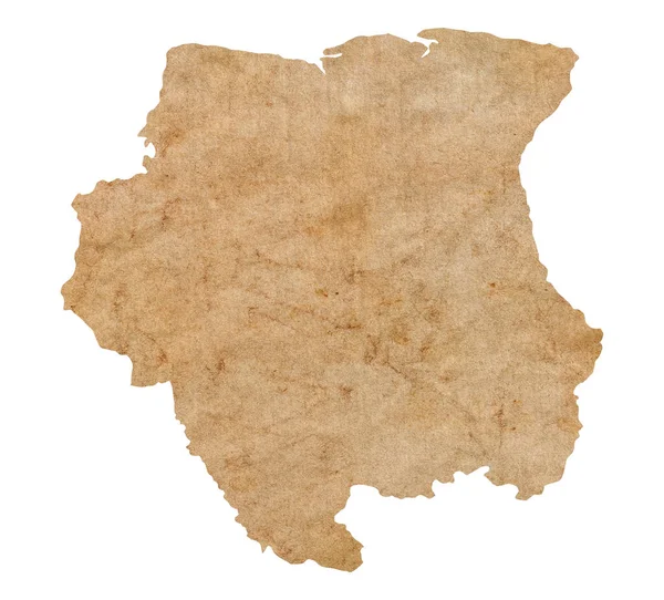 Mapa Surinamu Starém Hnědém Grunge Papíru — Stock fotografie