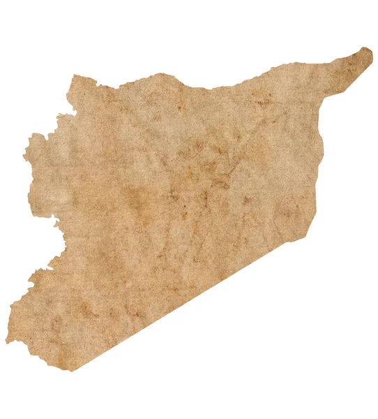 Karta Över Syrien Gammalt Brunt Grunge Papper — Stockfoto