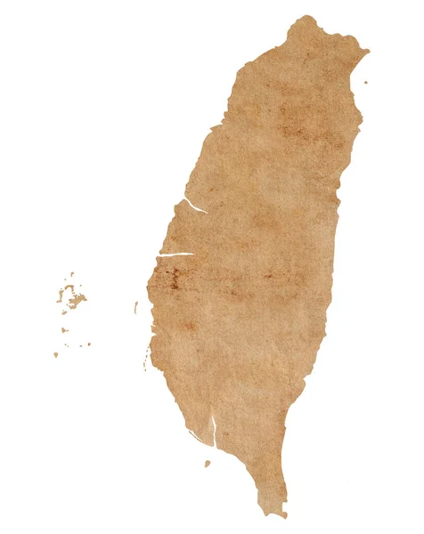台湾的地图在旧的褐色灰纸上 — 图库照片
