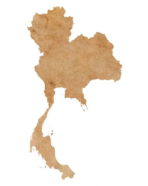 Karta Över Thailand Gammalt Brunt Grunge Papper — Stockfoto