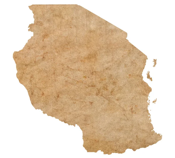 Карта Танзанії Старому Коричневому Папері Гранджу — стокове фото