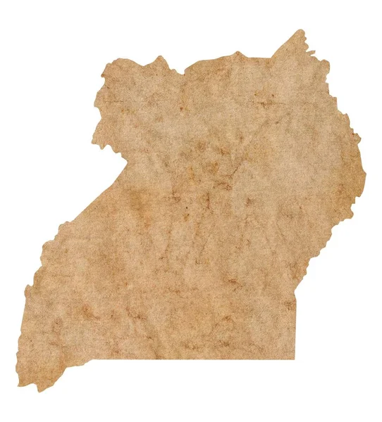 Карта Уганди Старому Коричневому Папері Гранджу — стокове фото