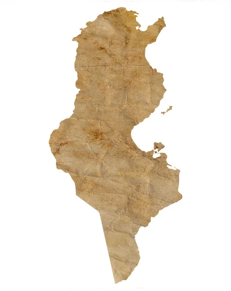 Mapa Túnez Papel Grunge Marrón Viejo — Foto de Stock