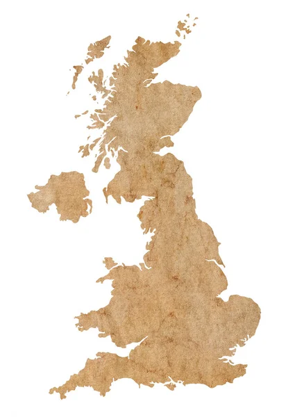 Carte Royaume Uni Sur Vieux Papier Grunge Brun — Photo