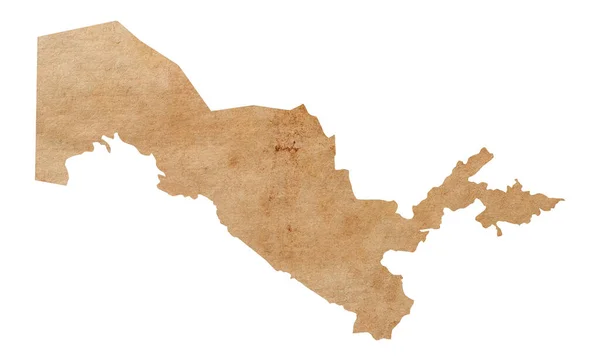 Mapa Uzbekistánu Starém Hnědém Grunge Papíru — Stock fotografie
