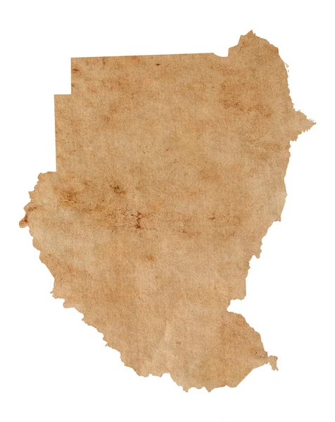 Карта Судана Старой Коричневой Гранж Бумаге — стоковое фото