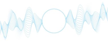 Çember çerçeveli mavi dalga çizgilerinin soyut vektör çizimi - vektör arkaplan